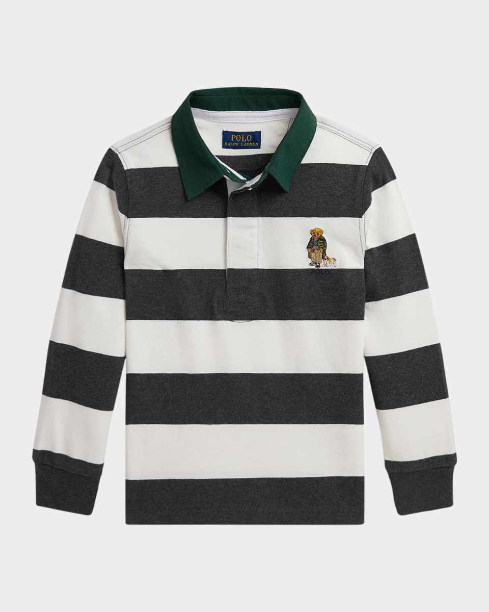 Boy's Striped Jersey Knit Rugby Shirt, Size 2-7